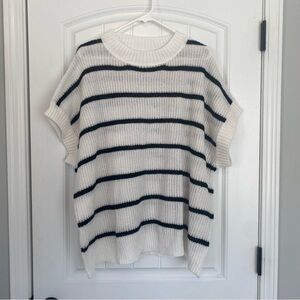SHEIN Curve Women's Black & White Striped Short Sleeve Sweater Size 1XL